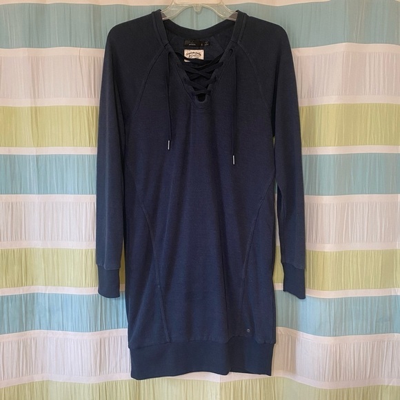 Prana Cozy Up Terry Dress Chunky Lace V-Neck Sz Small - Picture 9 of 9